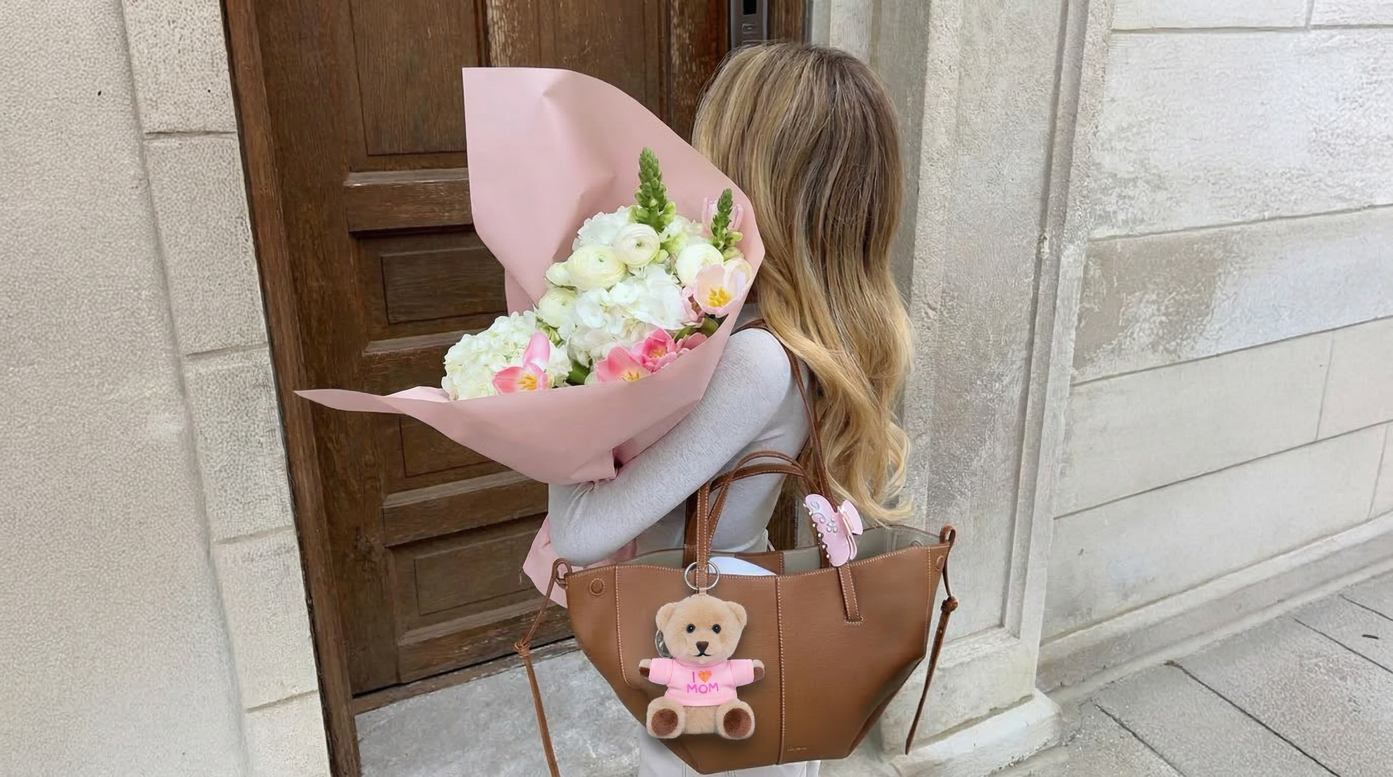 Muttertags Blumen und Teddybär Anhänger