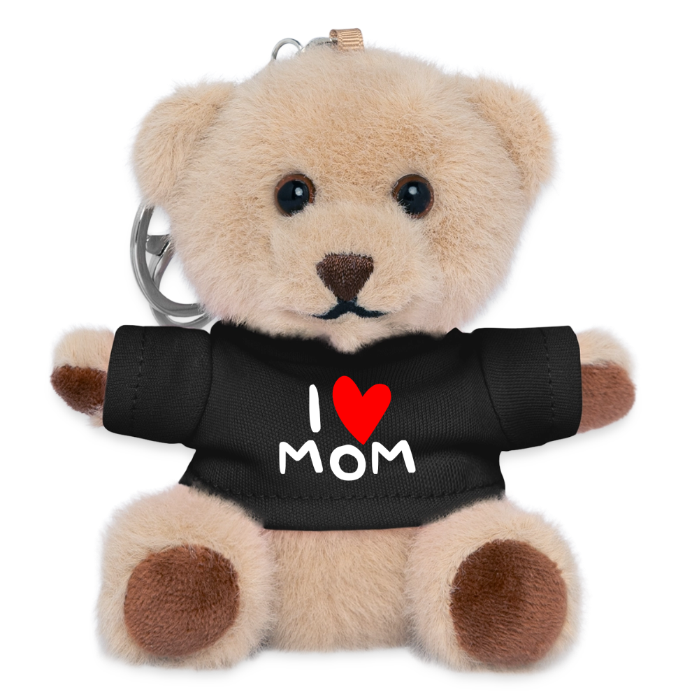 Teddy mit schwarzem T-Shirt und der Aufschrift I love mom