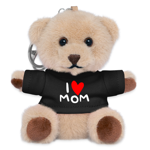 Teddy mit schwarzem T-Shirt und der Aufschrift I love mom